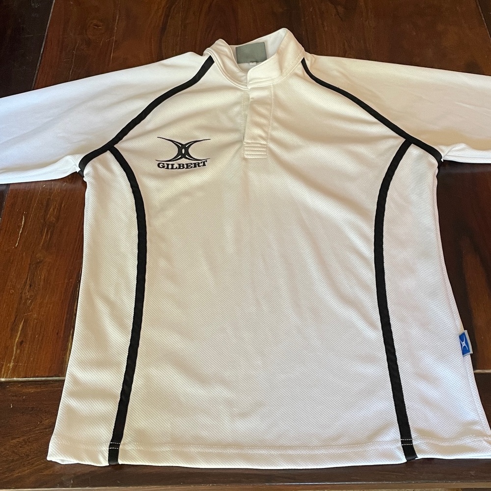 Gilbert Men’s Small White Rugby Jersey with Black Trim